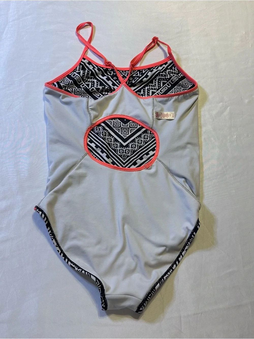 Justice black and white One-Piece Swimsuit with Hot Pink Logo